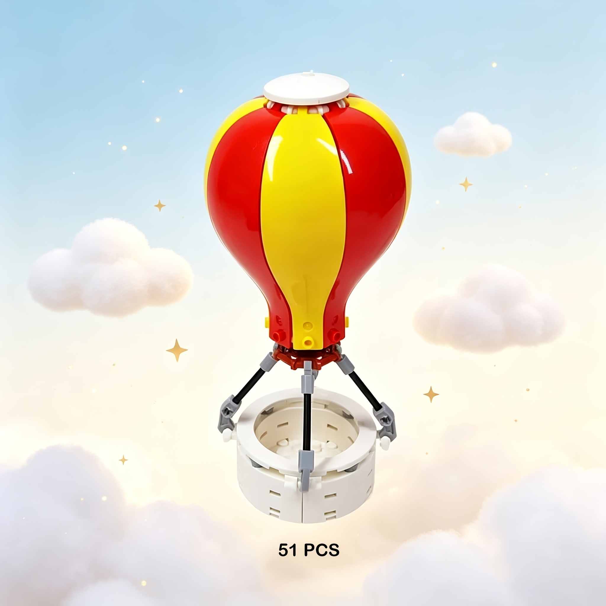 Image of 51pcs Creative Hot Air Balloon Moc Small Particle Building Blocks Castle Wedding Garden Amusement Park Scene Expansion Decoration Ornament Assembly Toys Girls Christmas Gifts