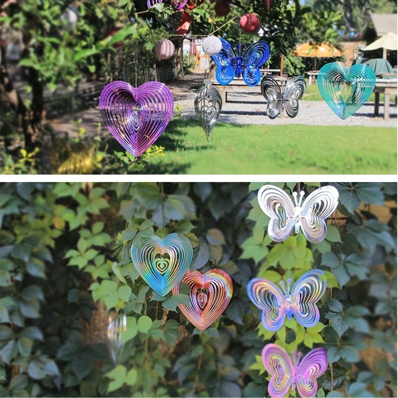 

1pc 3d Kinetic Wind Spinners Reflective Bird Repellent Device, Plastic Hanging Decorative Garden Ornaments, 4 Colors Yard Art Wind Chimes, Bird Deterrent For Garden & Orchard Decor