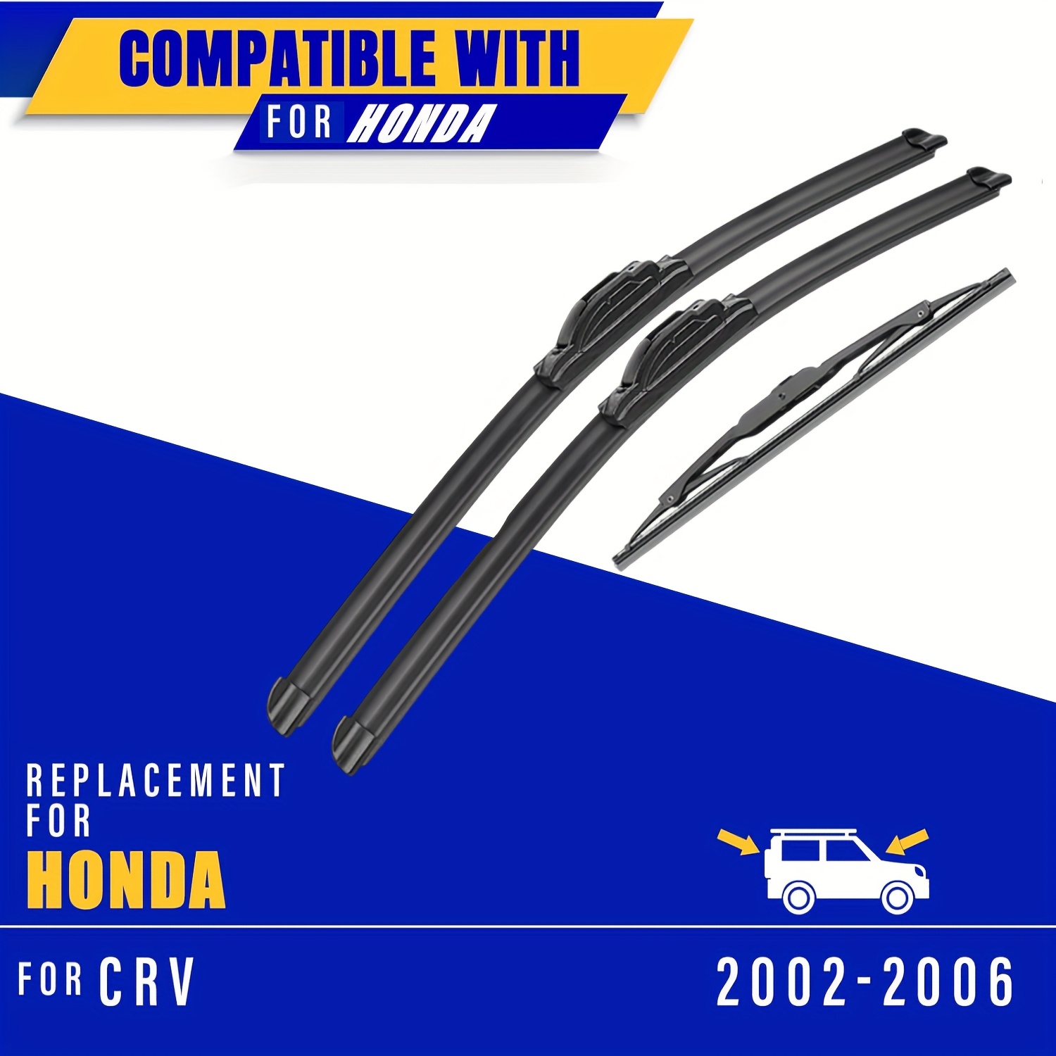 TEMU 3 pezzi Spazzole tergicristallo di ricambio per Honda CRV 2002-2006, Spazzole tergicristallo di ricambio originali - 21"/20"/10" (Set di 3)