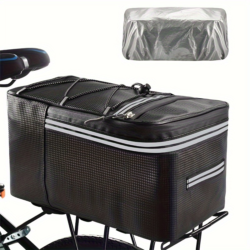 

12l Adjustable Bike Rear Seat Storage Bag With Rain Cover - Pu Material, Outdoor