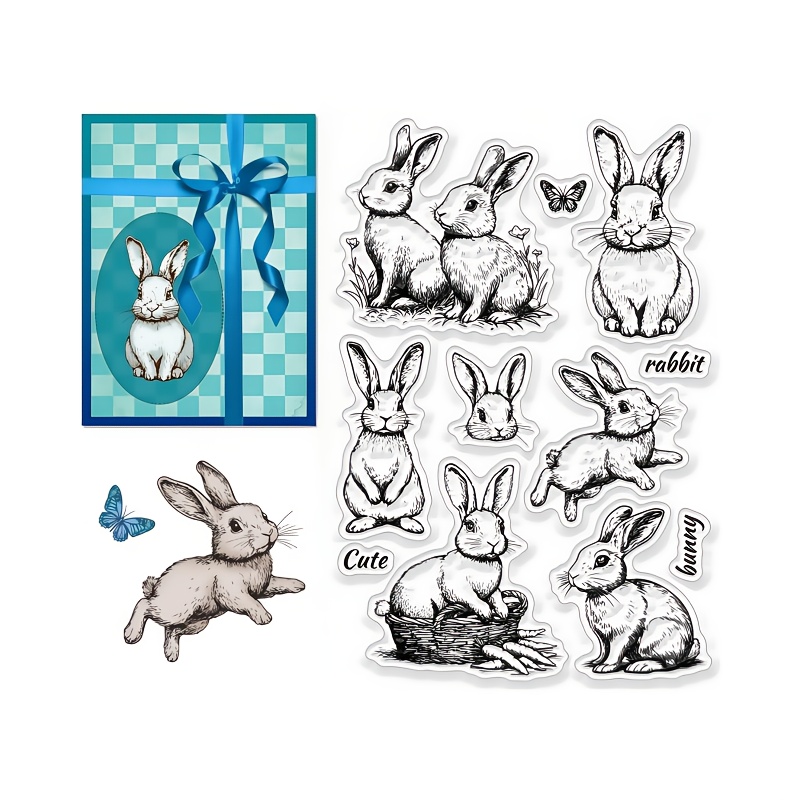 

1 ensemble de tampons en silicone transparent de lapin de Pâques pour la fabrication de cartes, le scrapbooking, l'album, , la photo, la décoration, le bricolage, le matériel en PVC, coloré