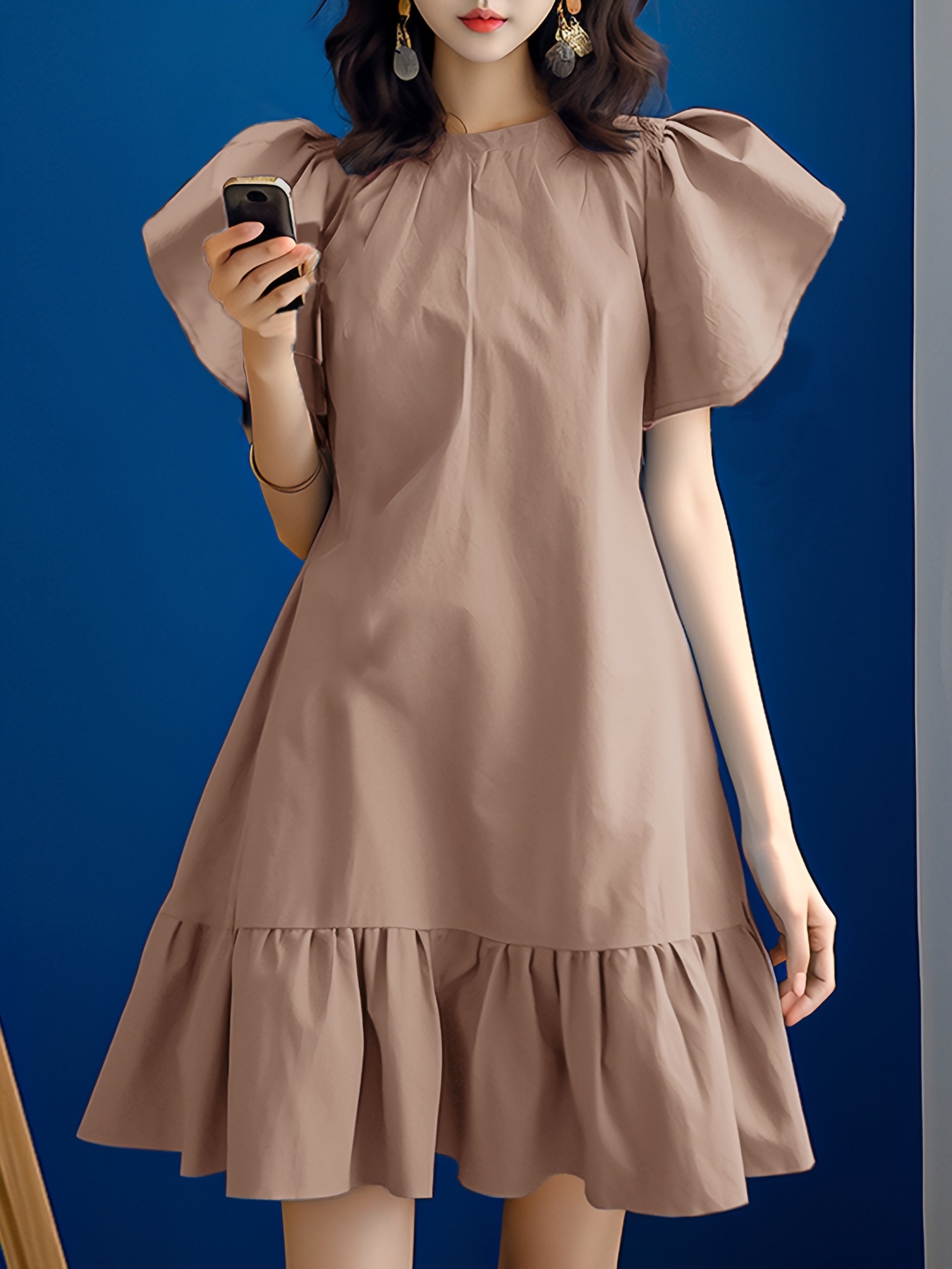 knee length dresses for ladies Ashe Crossover Back V Neck Mini Dress Black main image 1