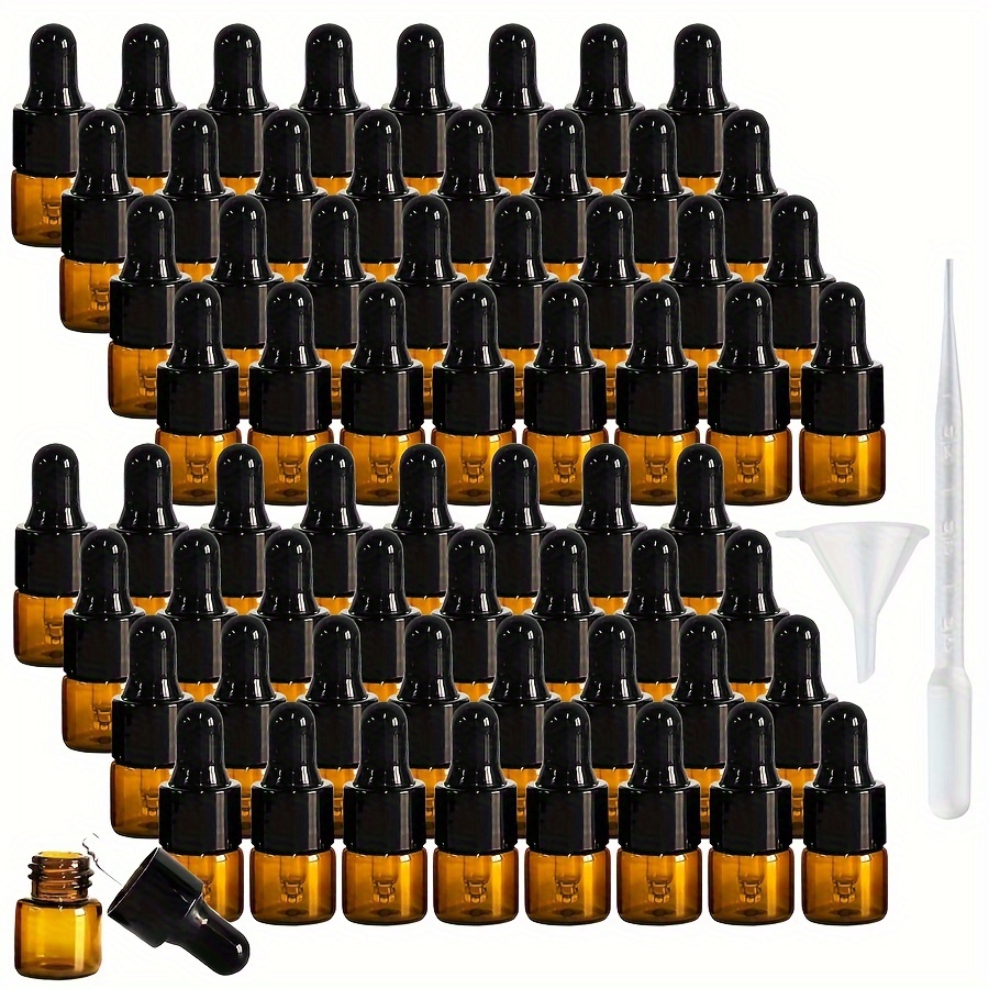 

150pcs Amber Glass Dropper Bottles 1ml Mini Essential Oil Dropper Bottles With Glass Eye Dropper For Travel Sample Vials