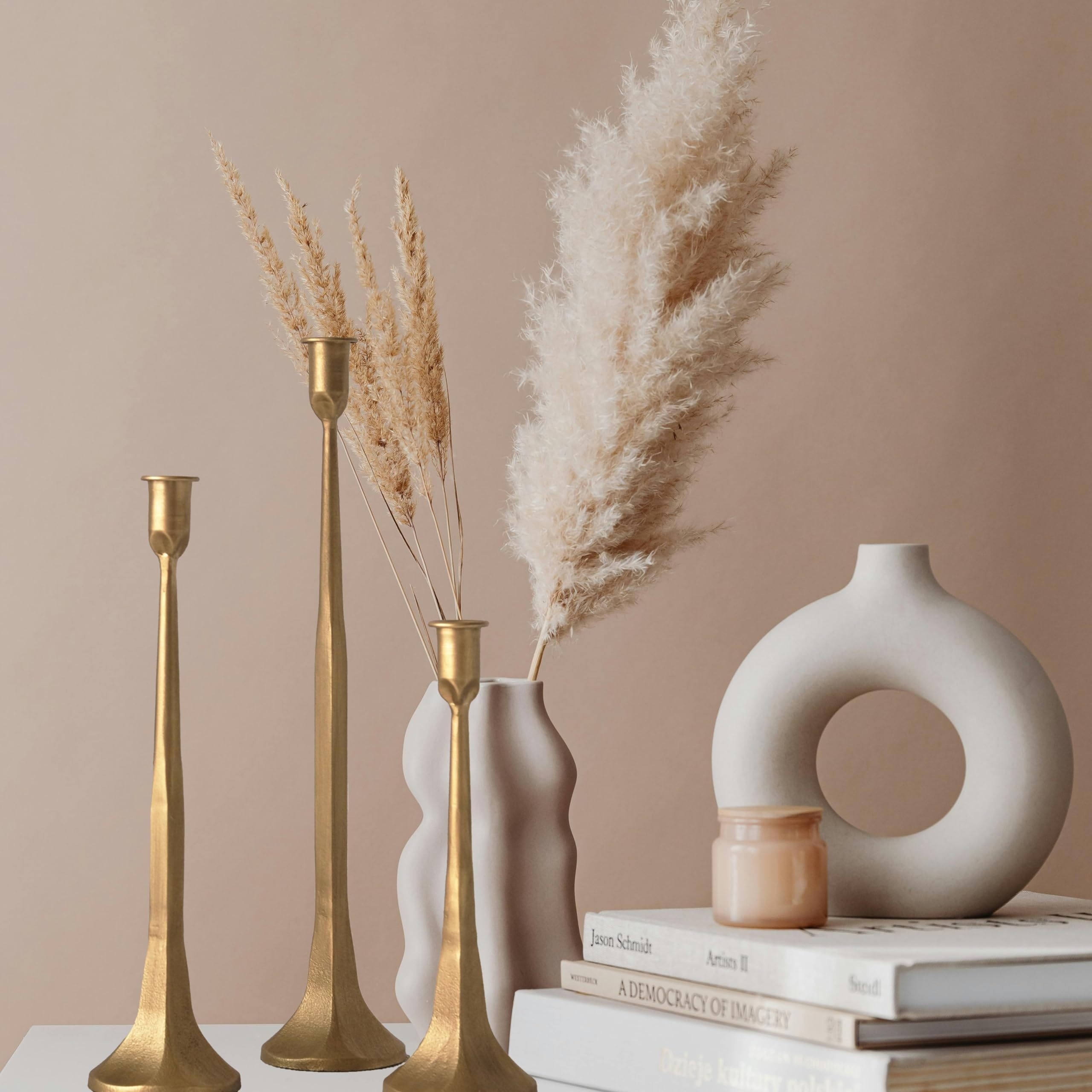 Set of 3 Iron Taper Candle Holders, Decorative Golden Candle Stands, Vintage Modern Centerpiece Tall Set for Weddings, Dining Tables, Home Decor, And Christmas Decorations