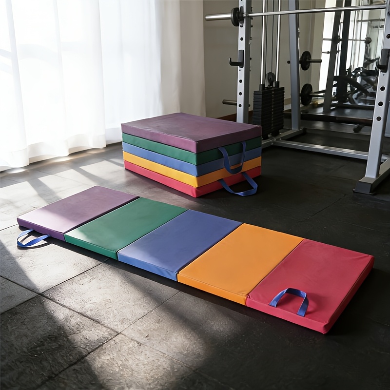 TEMU Five-layer Handle Exercise Mat, A Thick, Non-slip, Multi-functional Rainbow Mat Suitable For Yoga, Martial Arts, And Gymnastics - Convenient And