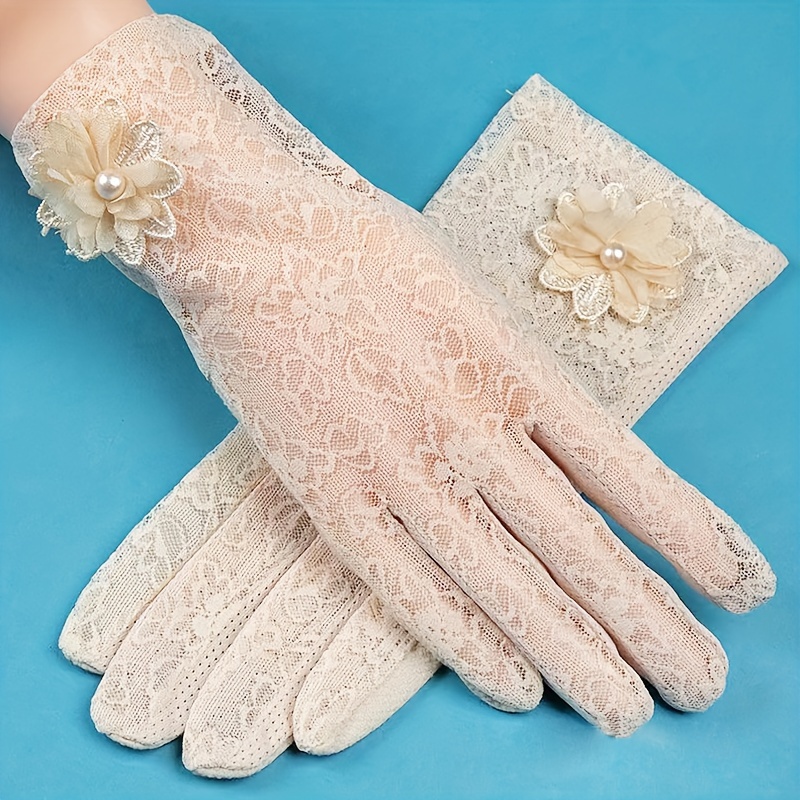 Fingerless Sun Gloves Nonslip Summer Driving Gloves Half Finger UV  Protection Lace Gloves