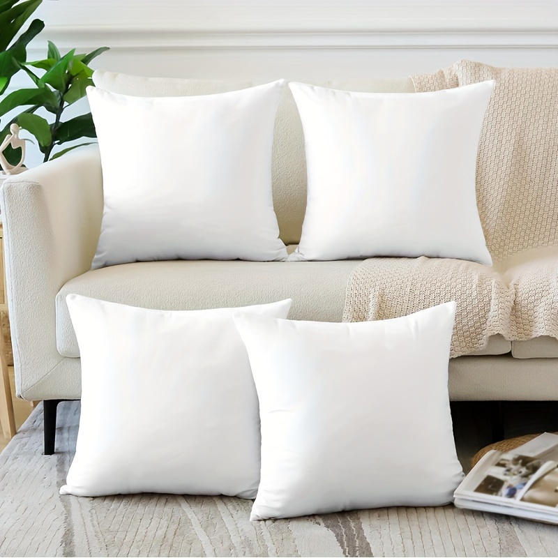 

Contemporary Machine-washable White Throw Pillow Covers, 4-pack, Solid Polyester Zippered Pillow Cases For Various Room Types, Woven Decorative Sofa Cushion Covers - No Insert