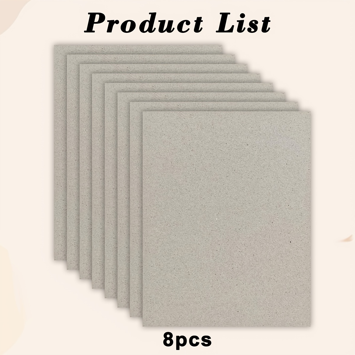 TEMU 8pcs Scrapbooking Particle Board, Heavy-duty Chipboard Sheets 5.8x8.2 Inch, (2mm) Thick Boards For Book Covers, Scrapbooking, Backing, Binding,