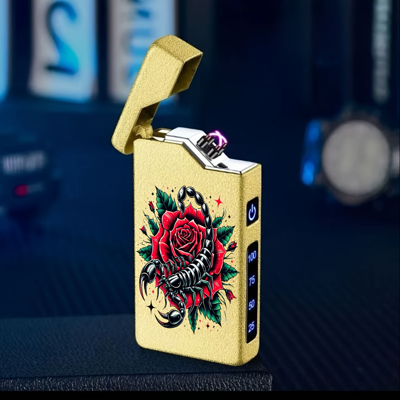 TEMU Pattern Electronic Lighter Windproof Lighter Outdoor Lighter Household Lighter