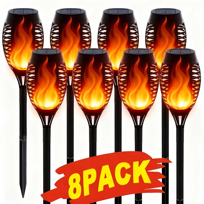 4 to 20pcs Outdoor Solar Torch Lights Warm LED Flame Effect for Yard Garden Decor IP55