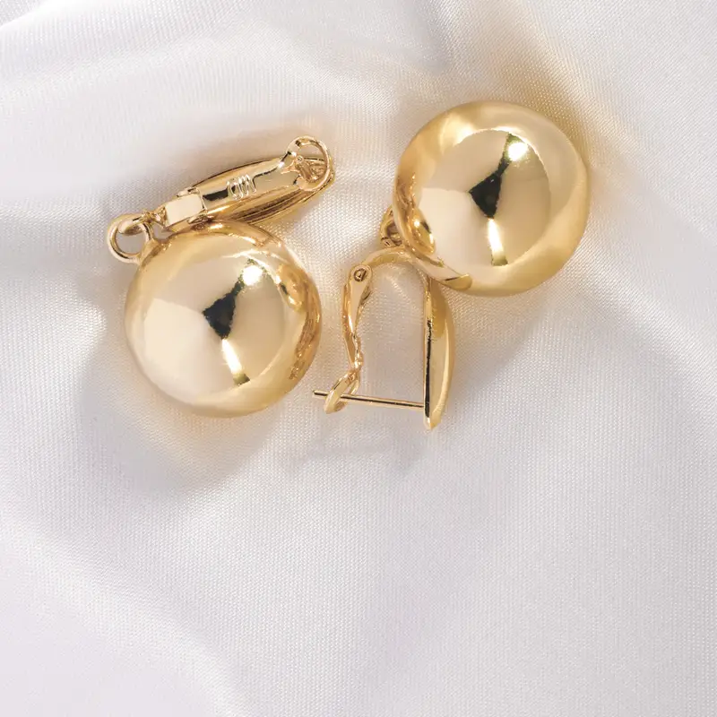 elegant boho chic 18k gold plated jewelry set sleek spherical design necklace earrings with clasp ideal for daily wear parties gift box included Product details 5