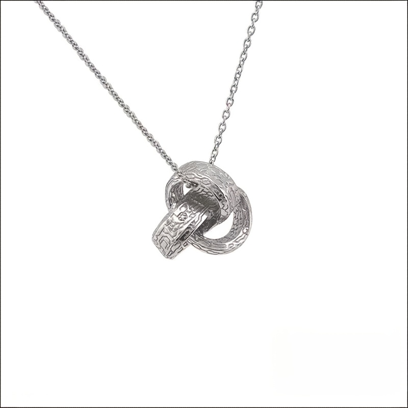 TEMU 1pc Exquisite And Versatile High-end Irregular Pendant Necklace, Silvery Three-ring Necklace, Suitable For Men And Women, Gift For . A Necklace