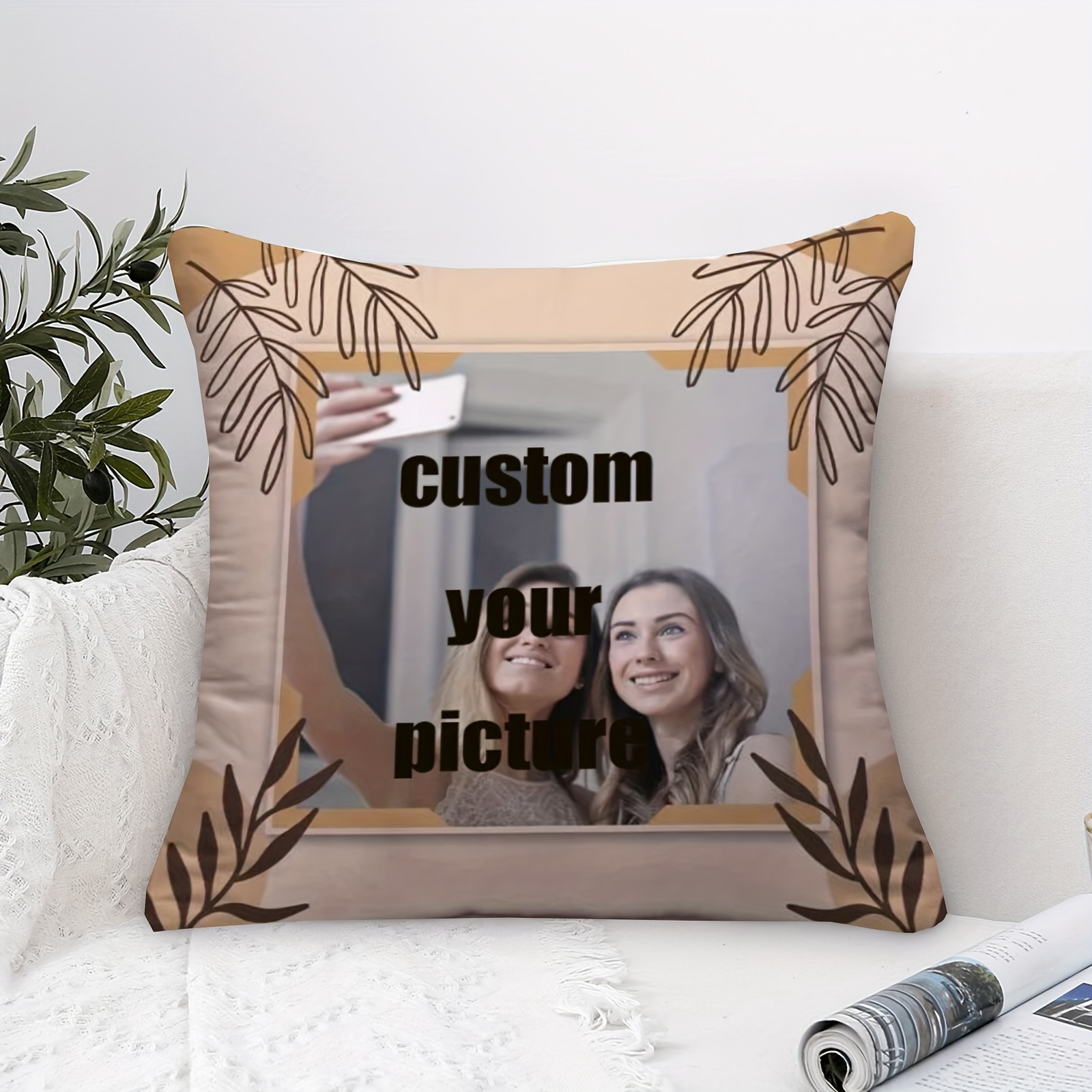 

1pc Personalized Gifts For Her/ Women/girls - Custom Square With Your Own Designs, Photos Or Text, Etc Super soft short plush throw pillow loss 18x18 inch(no pillow core)