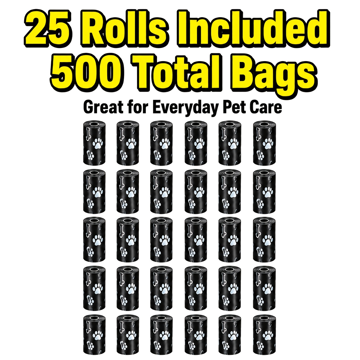 TEMU 500-count Pet Waste Bags, 25 Waste Bags, Thick Leak-proof Pet Bags, Dog Walking Bags, Bone Paw Print Design