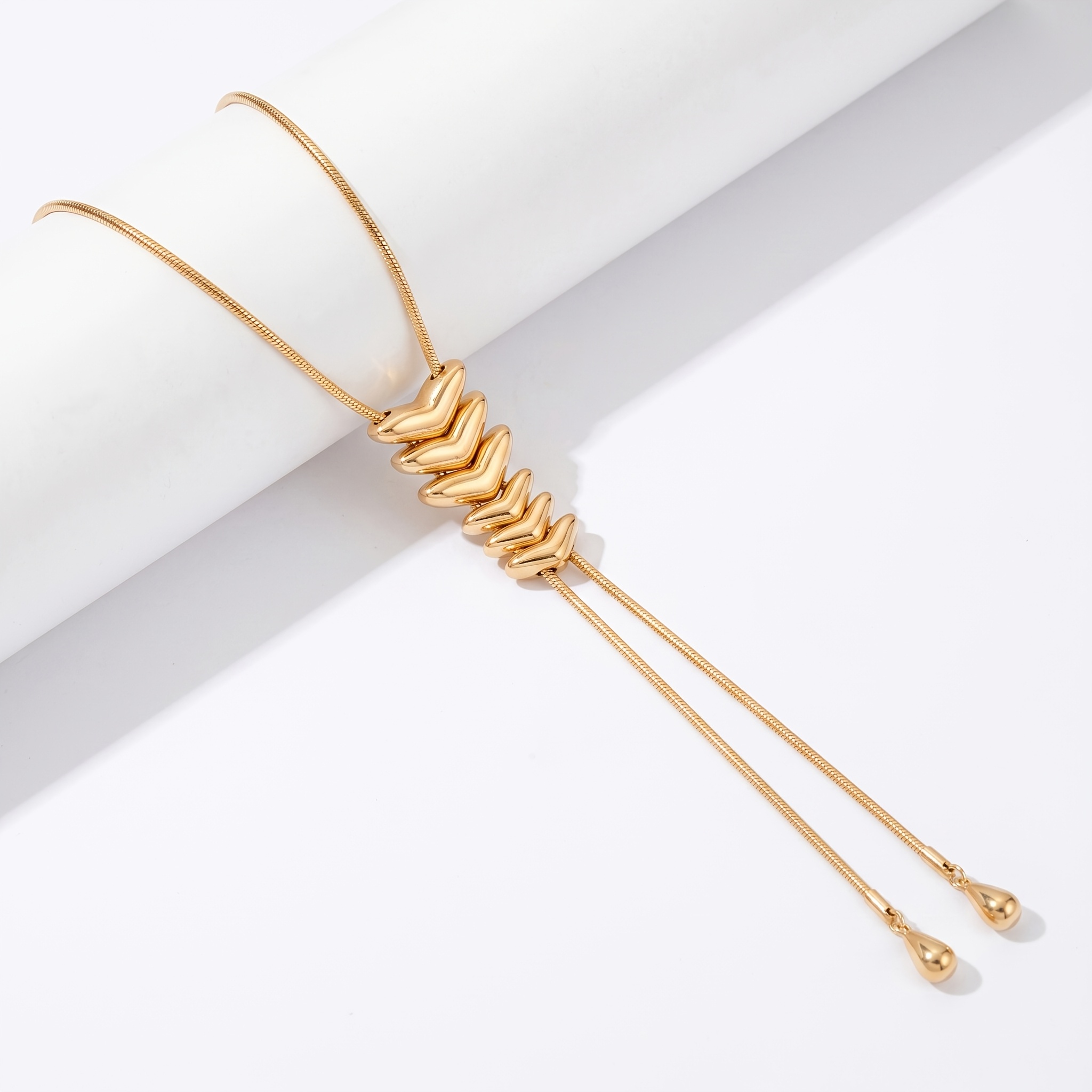 Women's Adjustable Y-Tassel Choker Necklace with Fishbone Pendant