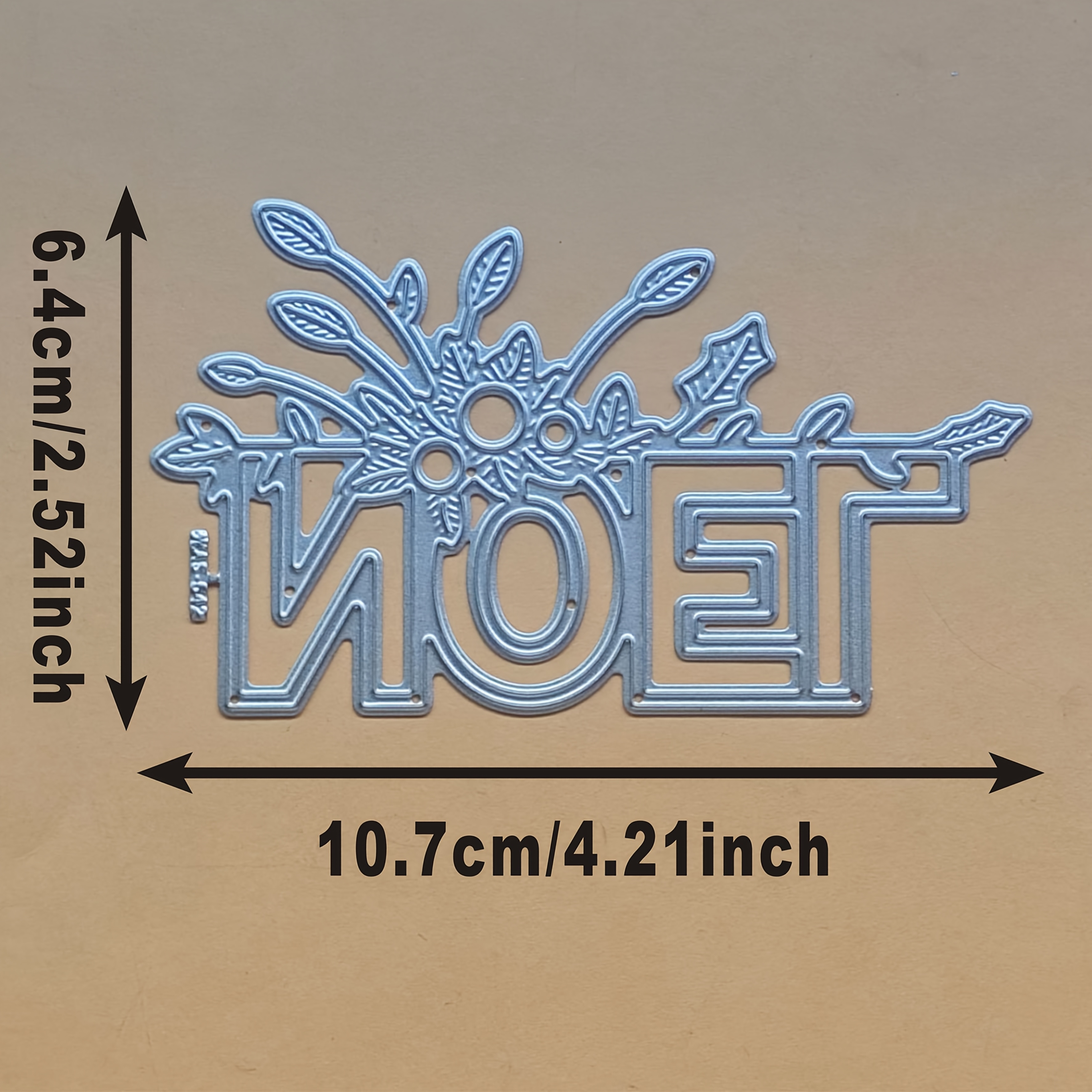 TEMU Molde de corte de metal "NOEL" con tema de fantasía: combinación creativa de de estilo retro y vegetales -1 plantilla de acero plateado para