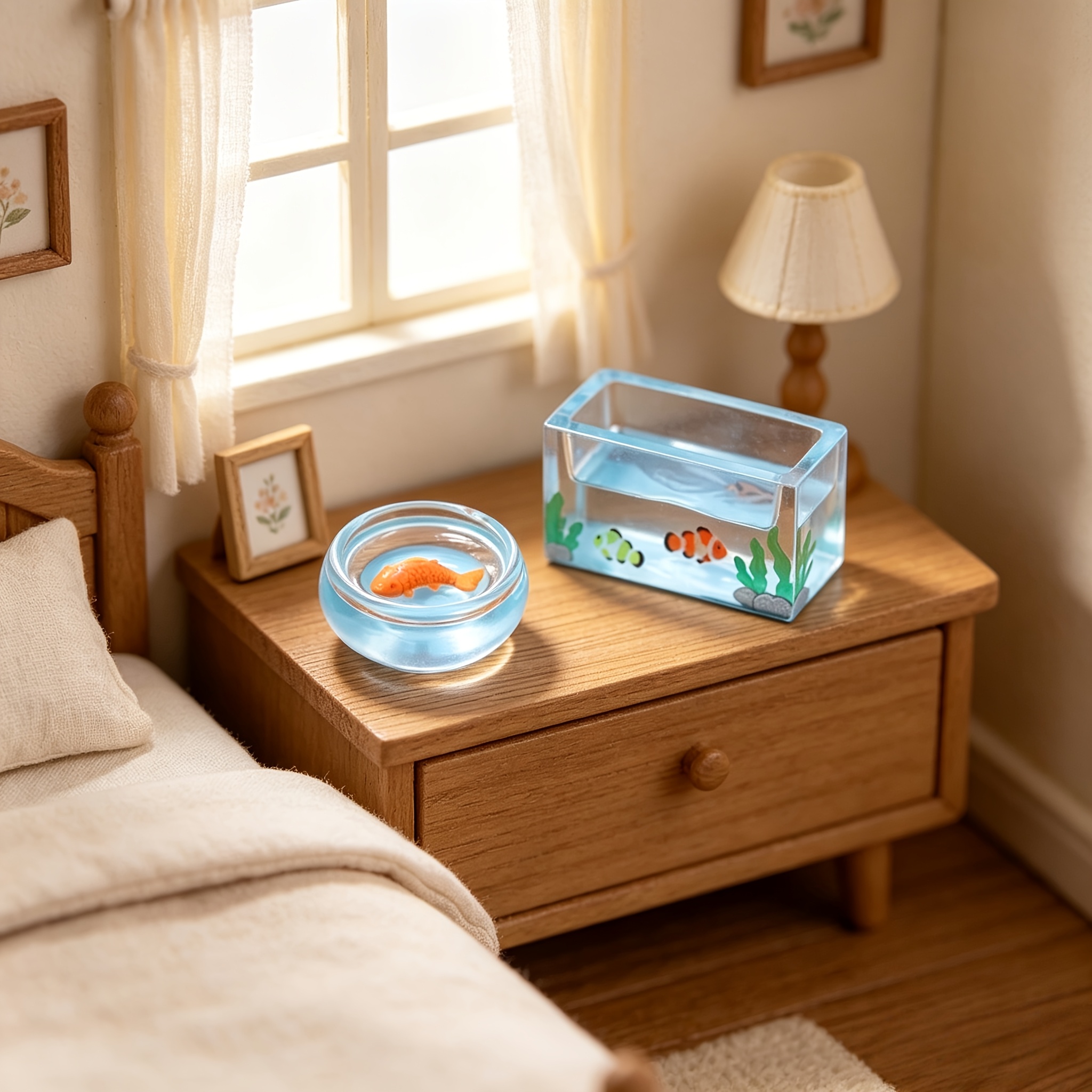 TEMU 2pcs Miniature Modèle d'Aquarium, Accessoires de Décoration de de Salon de Maison de Poupée, Préparation de , Accessoires de Photographie, pour