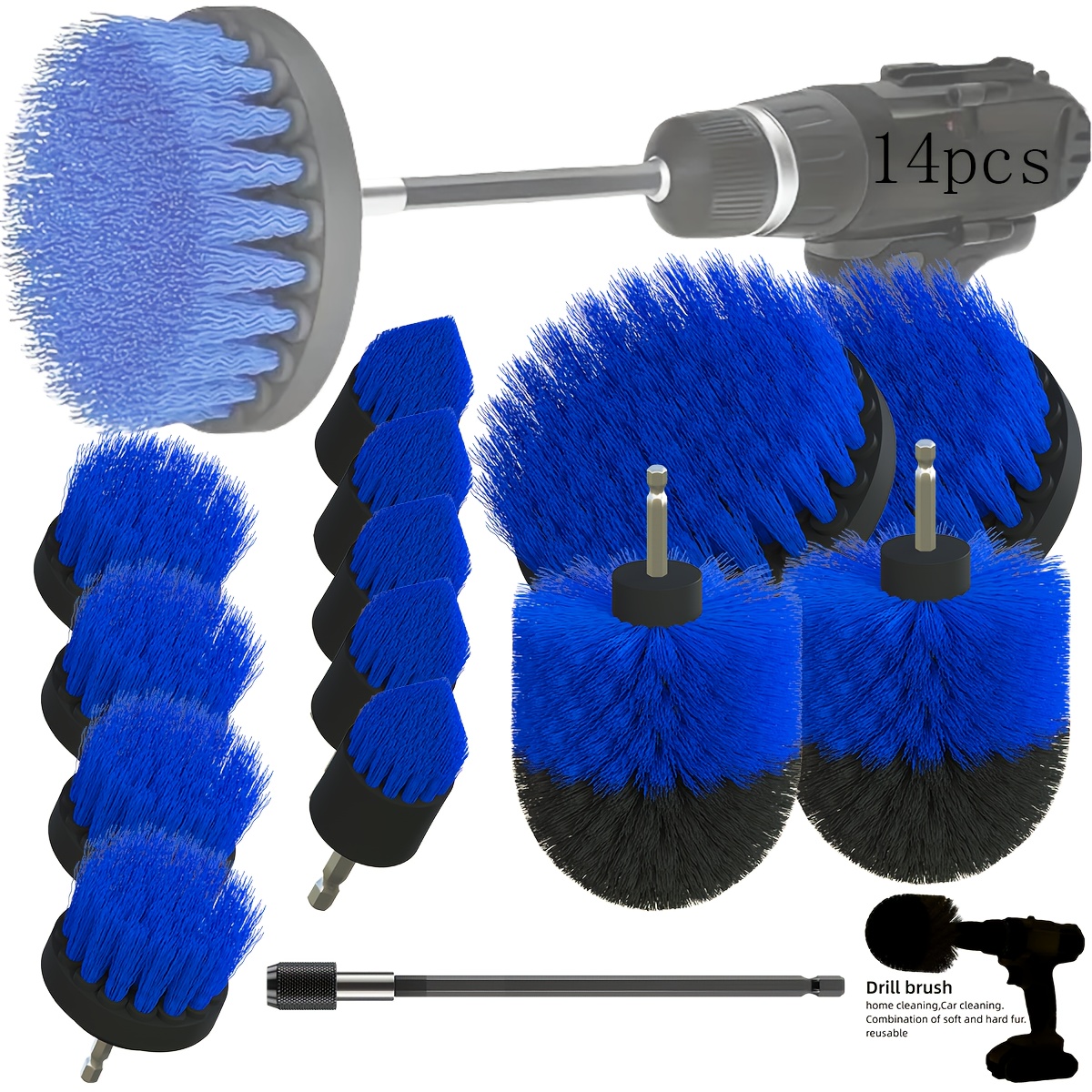 Ultimate 14 Piece Drill Scrub Brush Multi-Purpose Deep