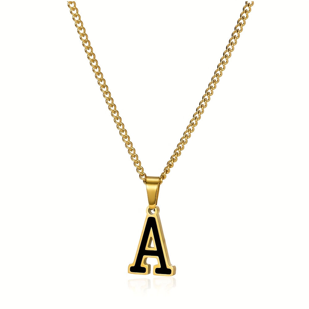 E-shop 1 Stück 1 vergoldete Initialen-Halskette für & - A-Z Buchstaben-Anhänger (A-Z) mit goldfarbener Kette, 1 vergoldeter elektroplattierter 201