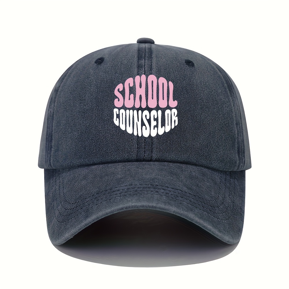 

School Counselor Baseball Caps, Adjustable Vintage Washed Dad Hats, Lightweight, Unisex Design, Assorted Colors