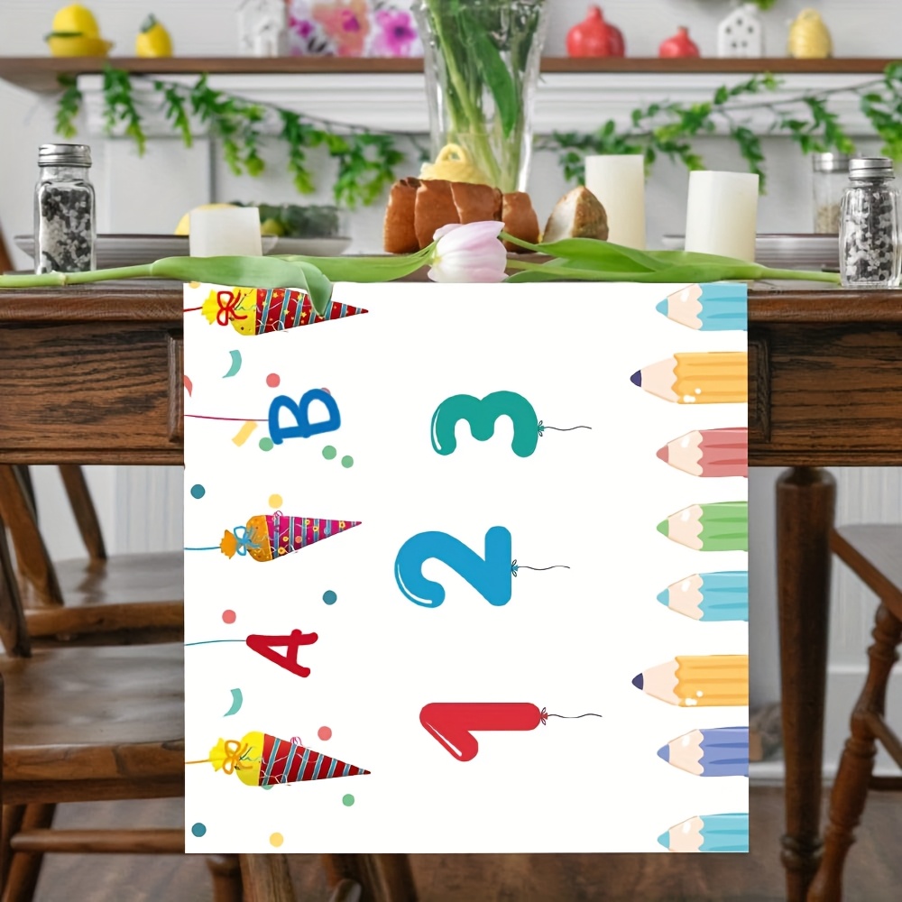 Dokriy 1pc Table Runner For School, School 2025, First Day Of School Decoration, Table Runner, Table Decoration For First Day Of School 13x48/13x72/13x108/inch
