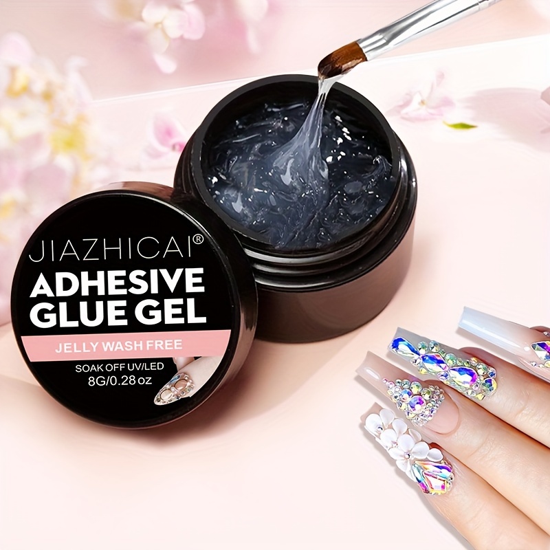 

Super Strong Adhesive Gel, Multifunctional Nail Glue For Rhinestones, Jelly Wash Free Soak Off Uv/led, Magic 3d Nail Art Gel