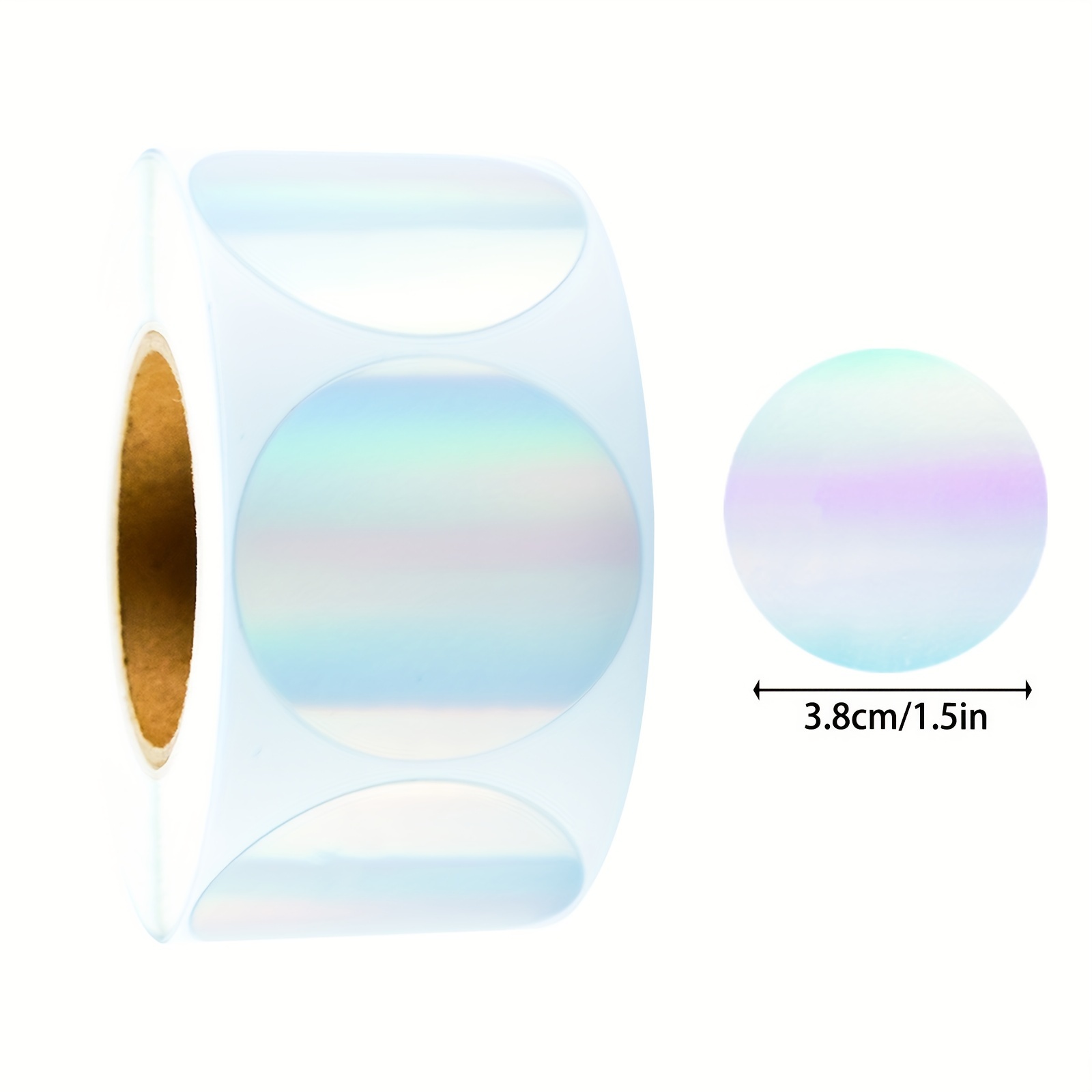 TEMU 500 stuks rol, 3,8 cm/1,5 inch holografische printbare decoratieve zelfklevende etiketten voor bestandsclassificatie, markering van belangrijke