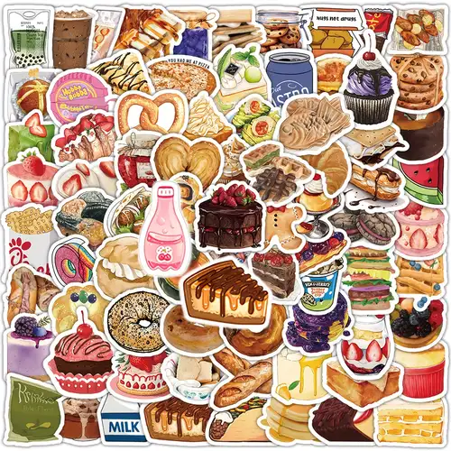 Cute Food Stickers Kawaii Snack Cookie Fruit Ince - Temu