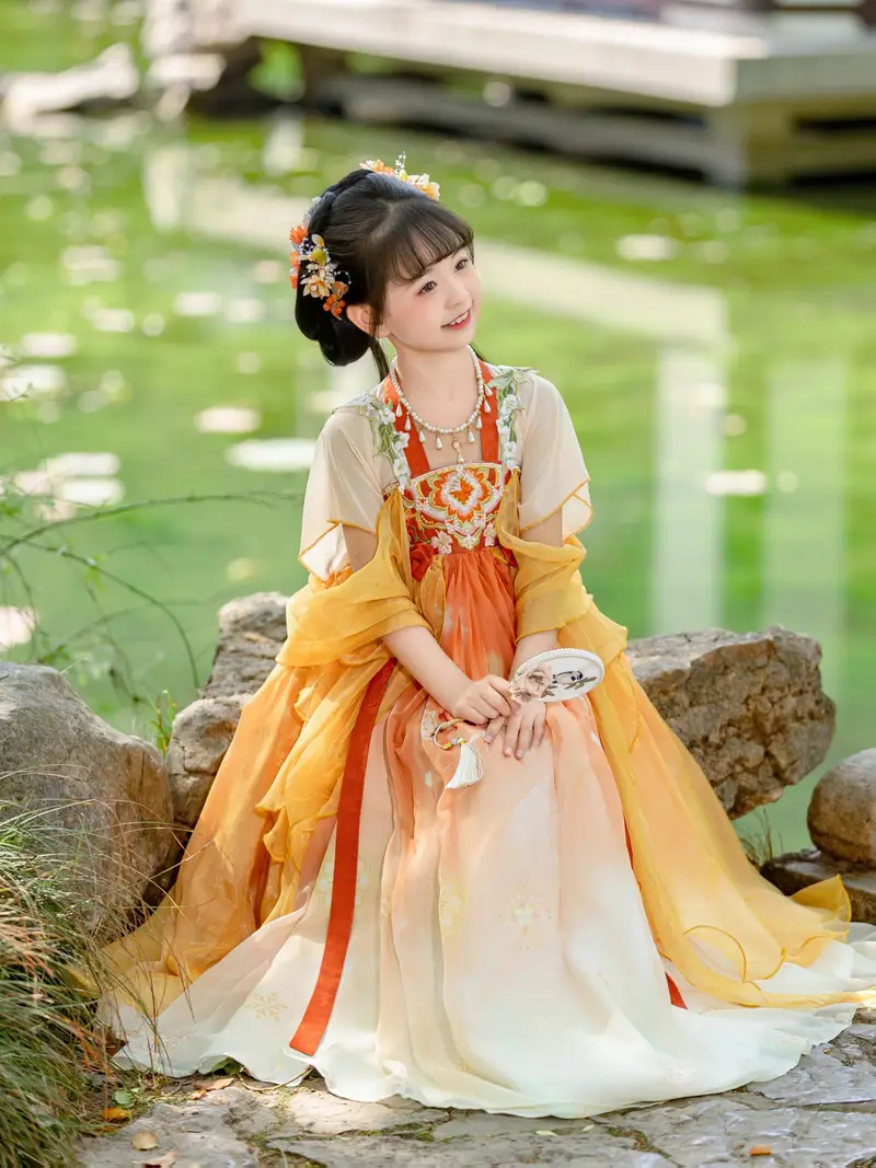 short hanfu dress Francoix - Chinese Hanfu Set Of 3: Embroidered Long-Sleeve Short Coat + Embroidered Tank Top + Print Semi-Body Short Dress