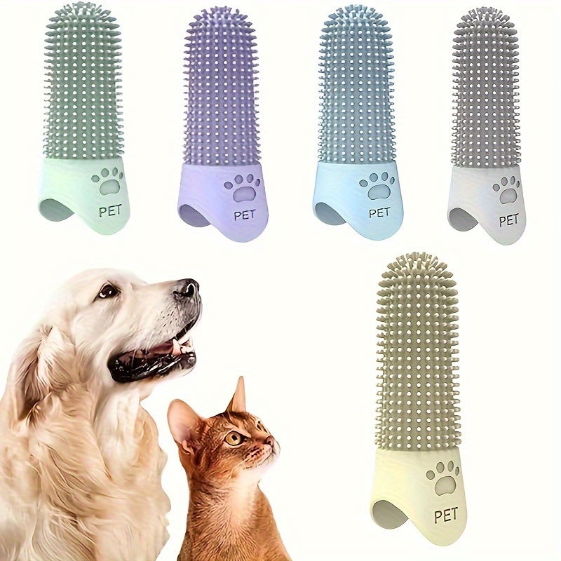 

360° Pet Finger Toothbrush: Soft And Flexible Silicone Brushes For Dog And Cat Teeth Care - Bpa Free