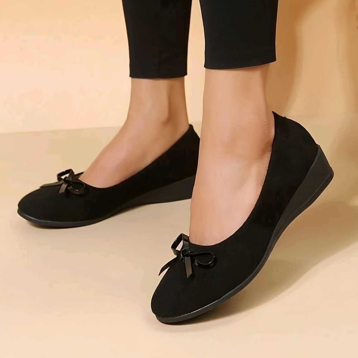 Calzado Casual [Elegante] para Mujer: Negros Sin Cordones con de  Tacones de Cuña con Cubierta de PU Cómodos, Calzado pa