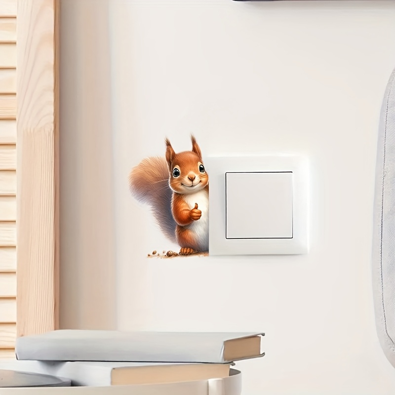 TEMU 1pc Of A Realistic Squirrel Switch Sticker, Cute Animal Wall Decoration, Corner Decor, Personalized Decoration, Socket Decoration, Background