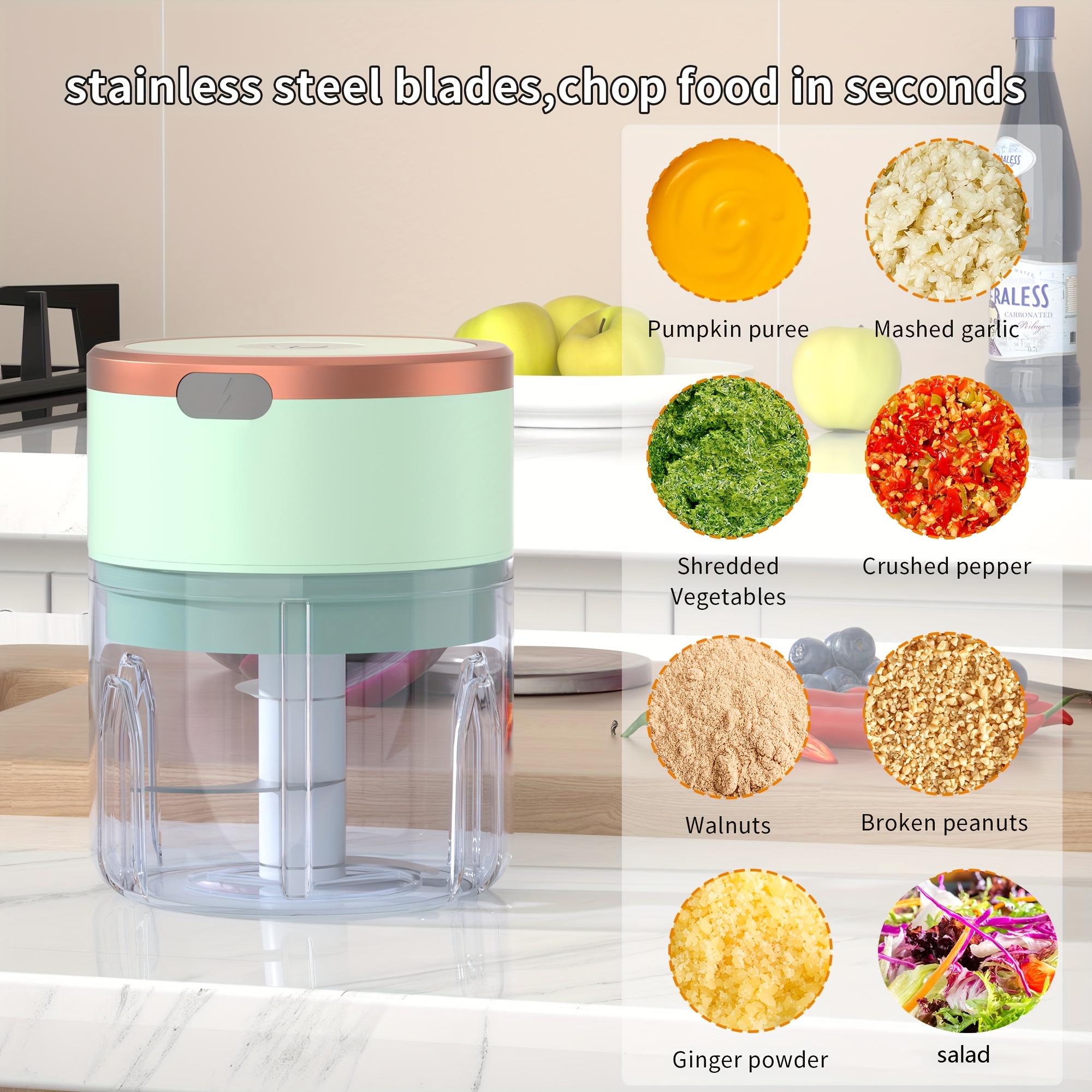 meat grinder vegetable chopper electric garlic chopper usb rechargeable mini chopper powerful small food processor blender for vegetables wireless food chopper for ginger chili fruit meat etc 250ml Product details 8