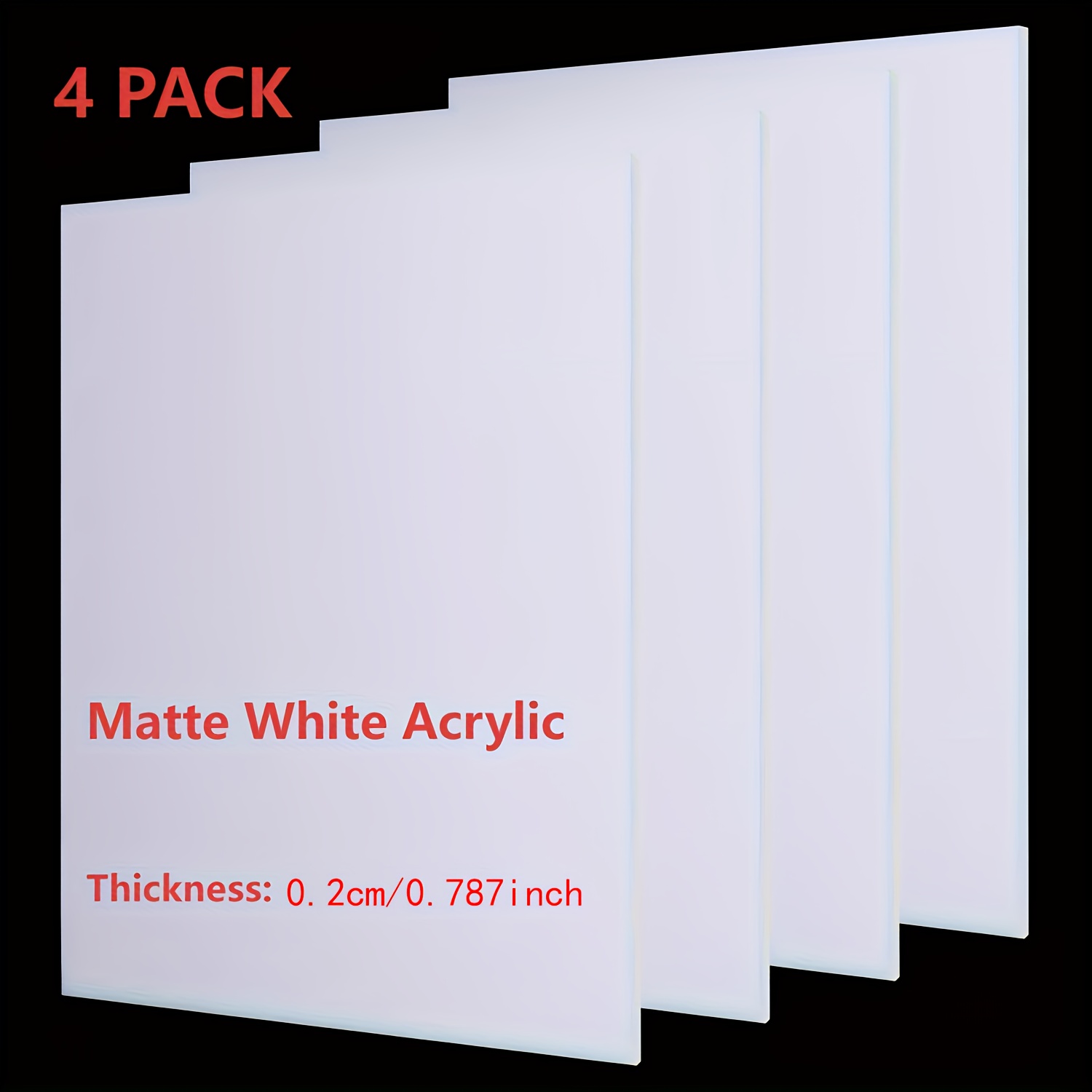 4-Pack Matte White Acrylic Sheets, 1/8 Inch Thick 3mm Frosted Plexiglass Panels * Cast Type Laser Cuttable * For Painting Crafts DIY Display Projects, Light Box