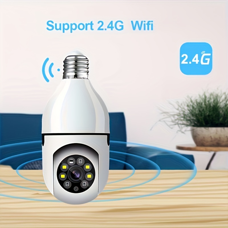 2 4ghz   e27 bulb camera with automatic tracking black white night vision two way audio wifi camera details 2