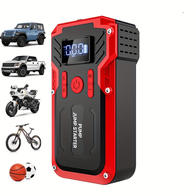 TEMU Arrancador de batería con compresor de aire, arrancador de batería de coche de 1000A 150PSI ( 5.0/diésel 3.5 L), arrancador de batería de coche
