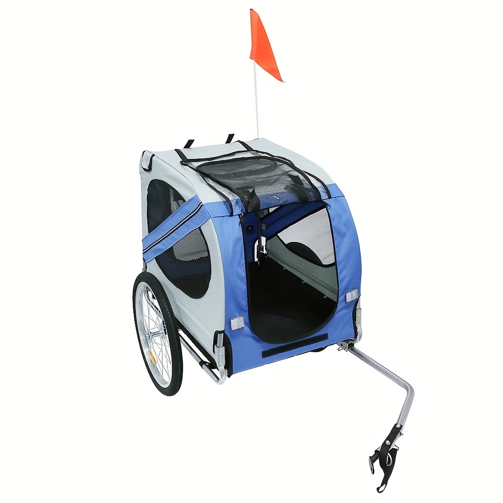 Collapsible Pet Bicycle Trailer For Dogs And Cats - Made From 40kg Heavy-duty Oxford Fabric Featuring Multiple Door Access And Mesh For Ventilation