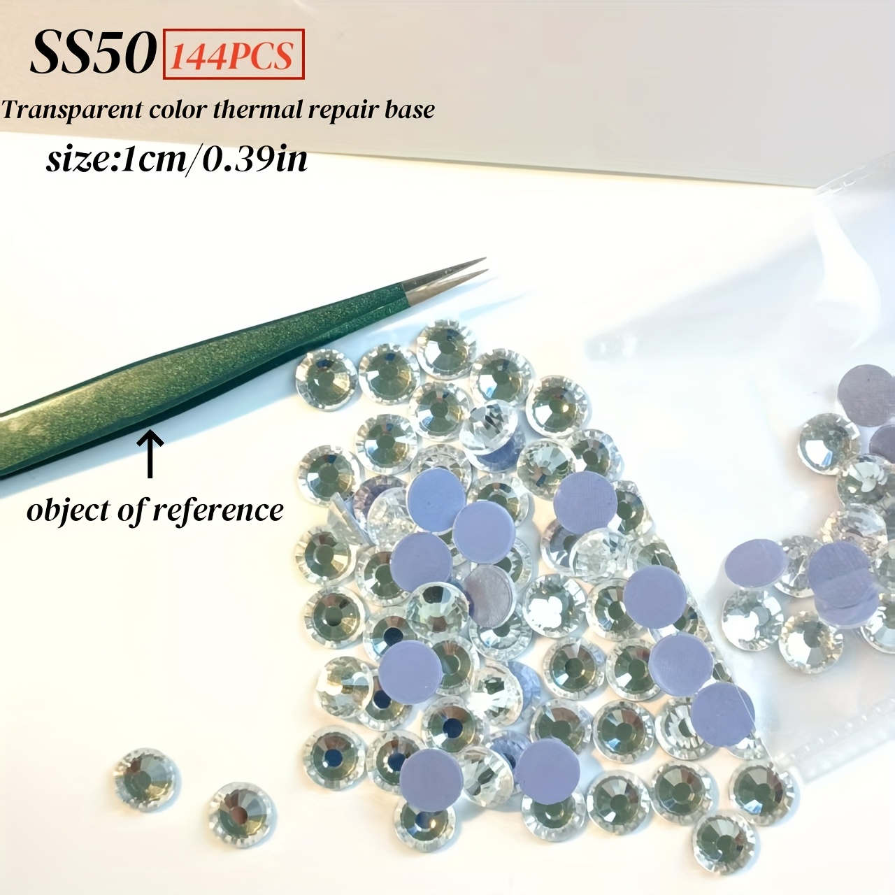 E-shop 144 Stk. Große 10mm Hotfix-Strasssteine, Flache Rückseite Runde Funkelnde Edelsteine für Basteln, Kleidung, & Schuhdekorationen - Geruchlos,