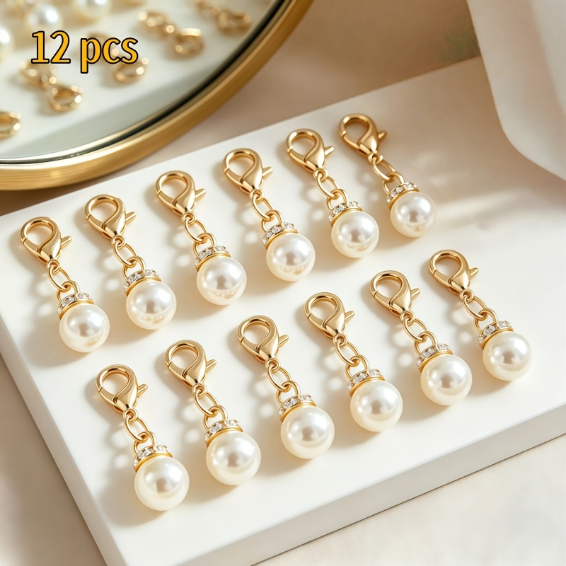 TEMU 12pcs Light Luxury Versatile Shoe Bag Additions Keychains, Lobster Clasp Pendants With Rhinestones, Fashionable Bag And Shoe Charms, For