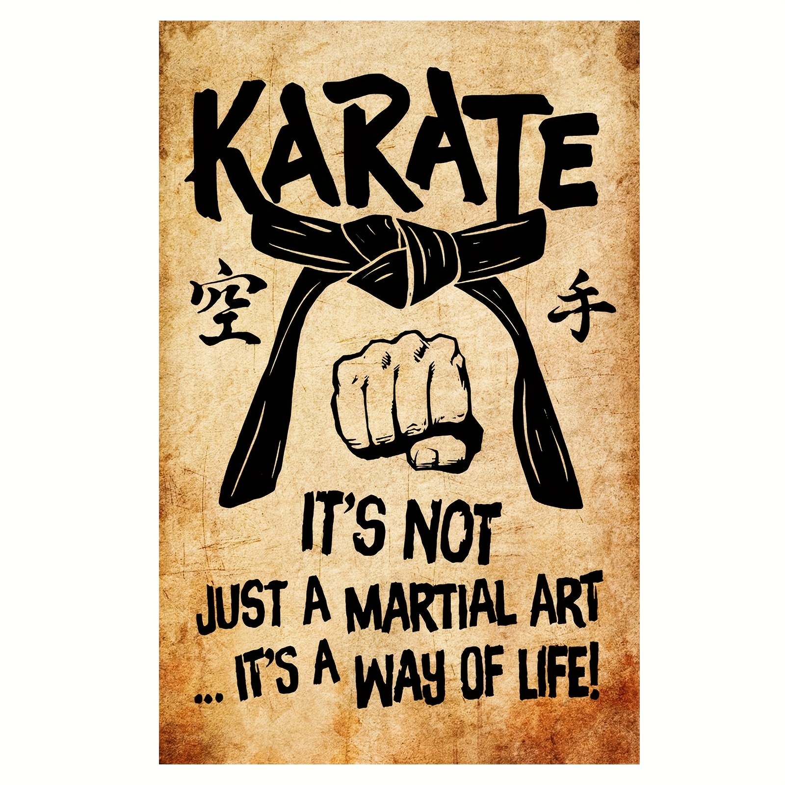 TEMU 1 Stück Ungerahmtes Karate-Leinwandposter - 30,48x45,72 cm, Fetter "KARATE" Text, Inspirierendes Zitat, & Faust Design, Motivierende Wandkunst