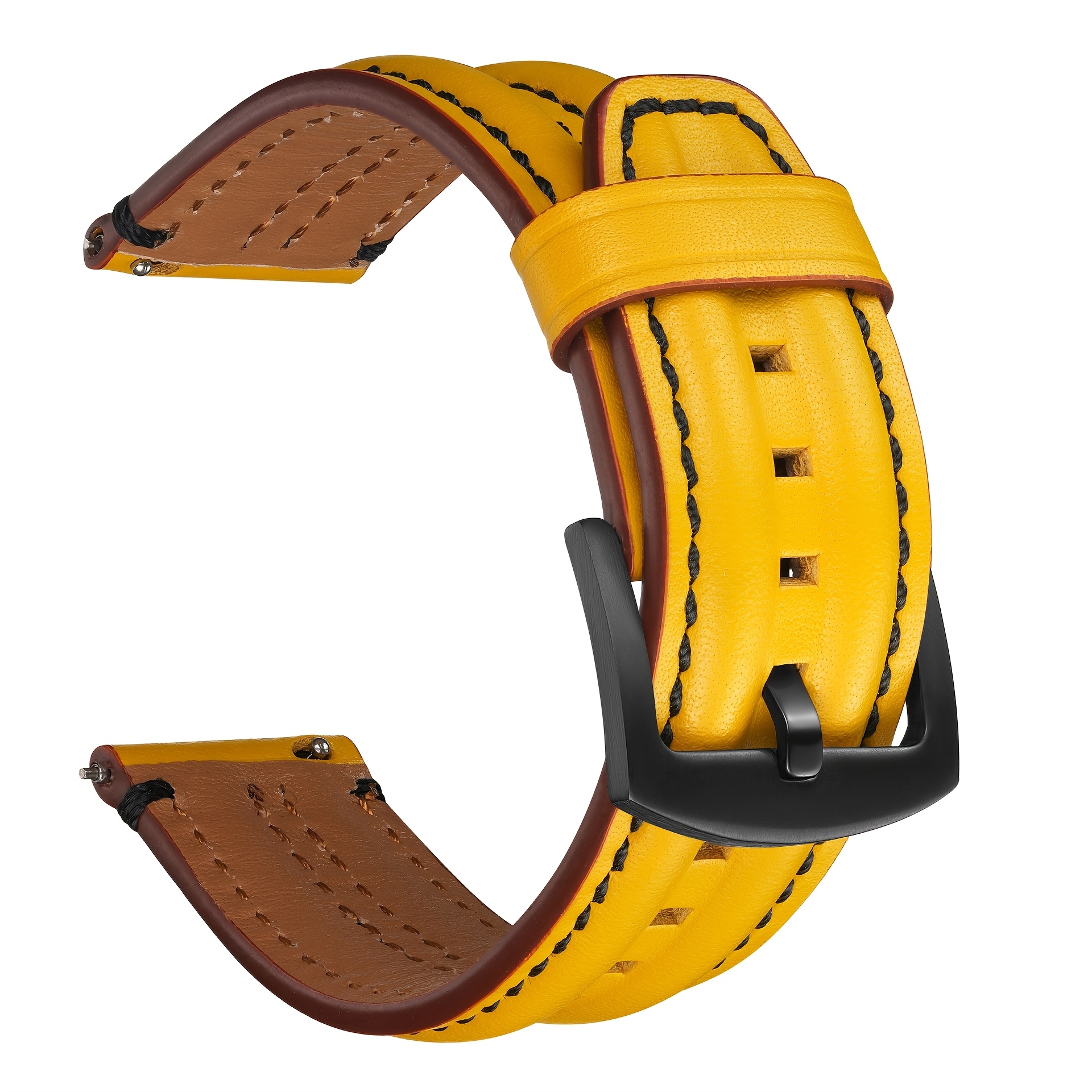 Image of Suitable For 20 22mm Leather Strap Galaxy Watch 7/6/5/4 40 44mm Gear Band Vintage Bracelet For Xiaomi Redmi Watch 3 Lite Quick Release - Leather Watch Band