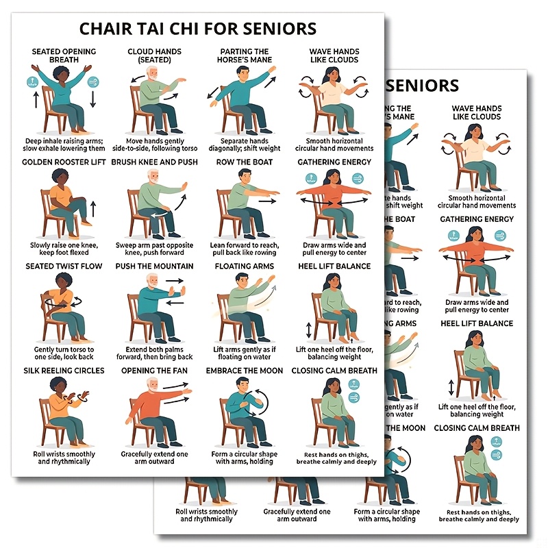 TEMU Affiche de Tai Chi pour personnes âgées, d'exercices pour la et l' des personnes âgées, instruction de physiothérapie, art mural d'enseignement,