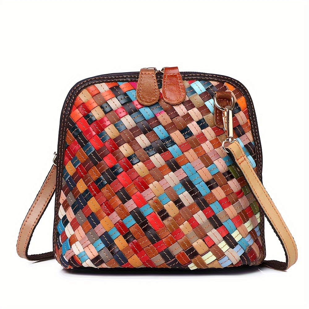 Exquisite Vintage Crossbody Bag, Luxurious Genuine Leather Purse, Elegant Women's Shoulder Bag,the Patterns Are Random