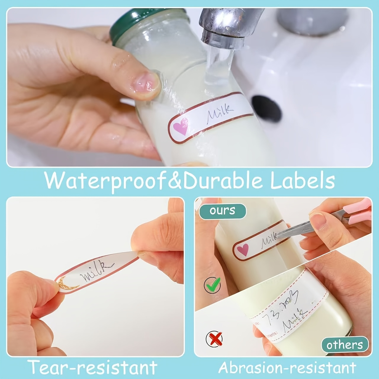 5 Sheets Cute Name Stickers for Cookie Jar Decoration and More