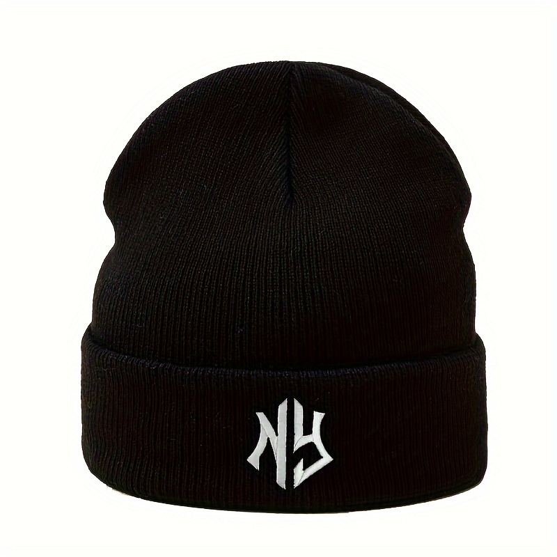 

Embroidered Ny Unisex Fashion Knit Beanie - Acrylic, Machine Washable, , Lightweight, , Outdoor Skull Cap With Embroidery