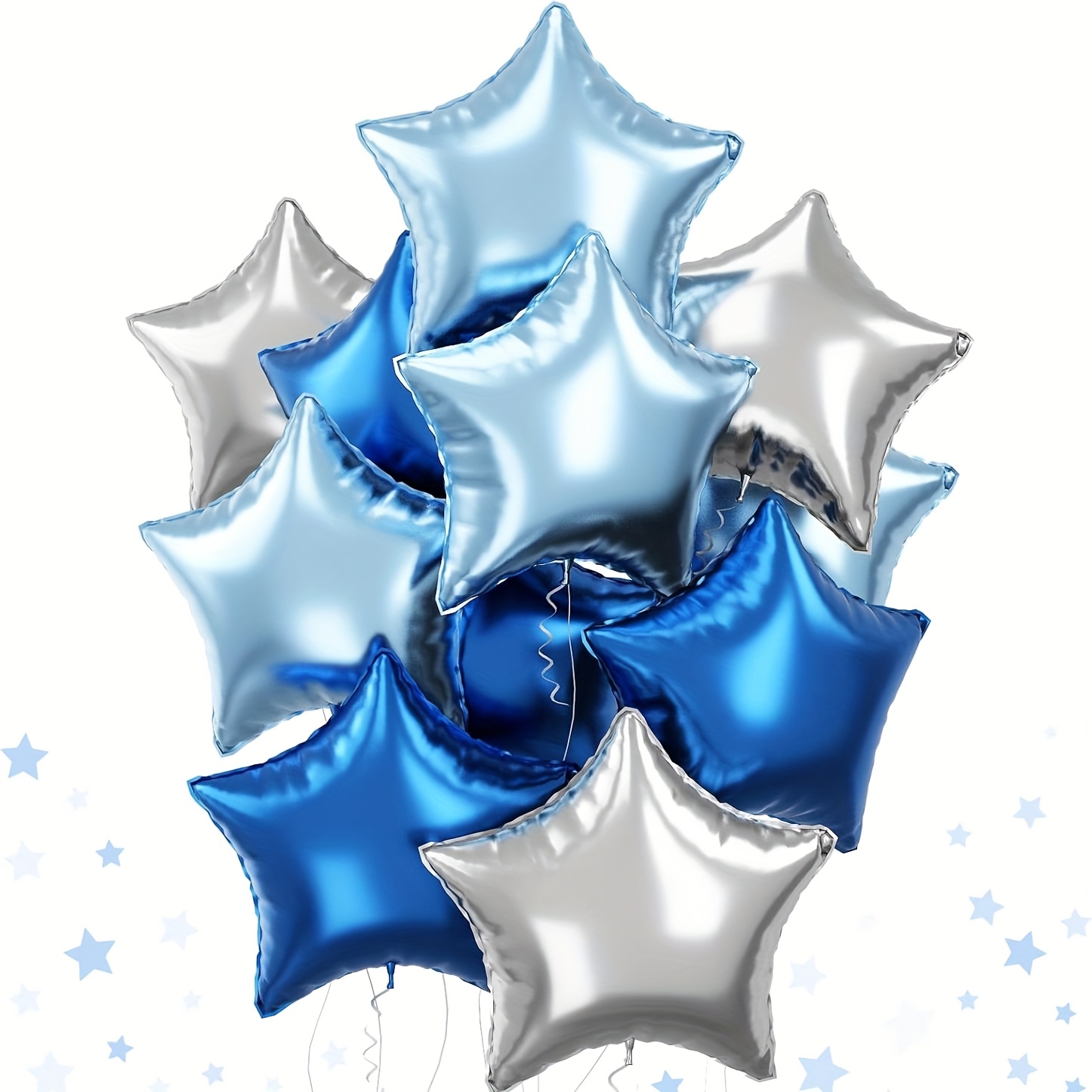 Image of 24pcs Star Balloons Set, 10 Inch Silvery Balloons, Light Blue And Royal Shaped Balloons Mylar Balloons Helium Balloons For Birthday Party Anniversary Wedding Shower New Year Graduation Decorations