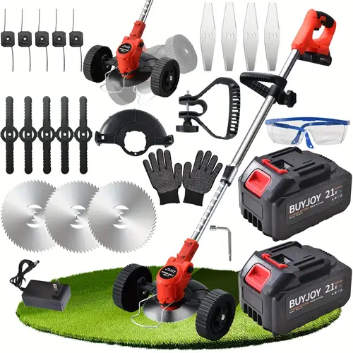 cordless electric lawn mower portable wireless killer with 2 large capacity batteries and 4 different blades suitable for lawns multi functional cleaner suitable for courtyard gardens for fathers and husbands