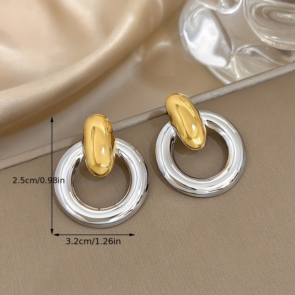 Unisex 304 Stainless Steel Simple Circle Pendant Drop Earrings