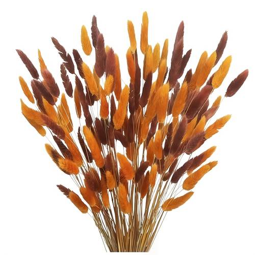 60pcs bohemian style artificial bunny tail grass and flowers brown orange low maintenance faux plants suitable for wedding farmhouse table centerpiece decor indoor outdoor decoration mothers day