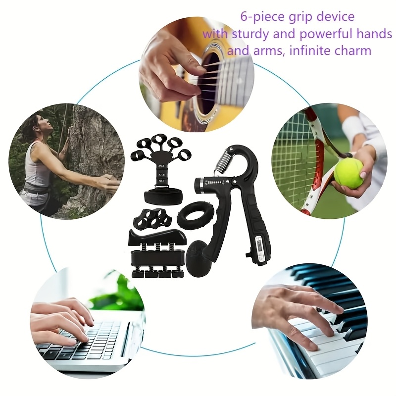 6pcs Silicone Grip Strengthener Set - Adjustable Hand Exerciser, Finger Stretcher, and Counting Grip Equipment for Muscle Training & Rehabilitation - Ideal Gift for Valentine's Day, Thanksgiving, Christmas, Father's Day, Workout Accessories